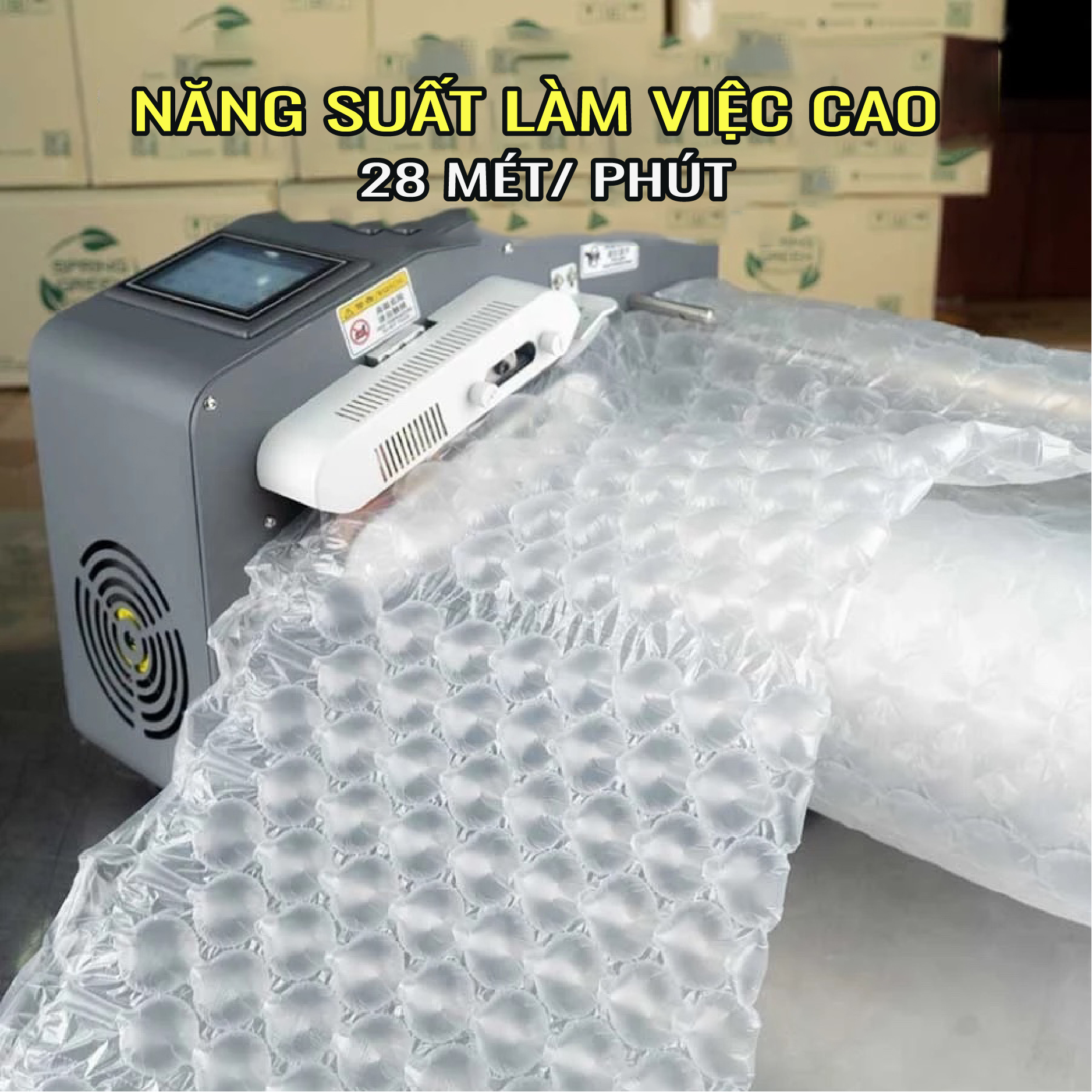 Máy Làm Bóng Khí Chống Sốc Công Nghiệp Airpro-c2. Tạo Ra Túi Bóng Khí Chống Va Đập Tốt Với 5 Kích Thước Bóng 20×10, 13, 15, 20 Bảo Vệ Hàng Hóa Tốt Hơn. Hàng Nhập Khẩu Chính Hãng SGE Thái Lan