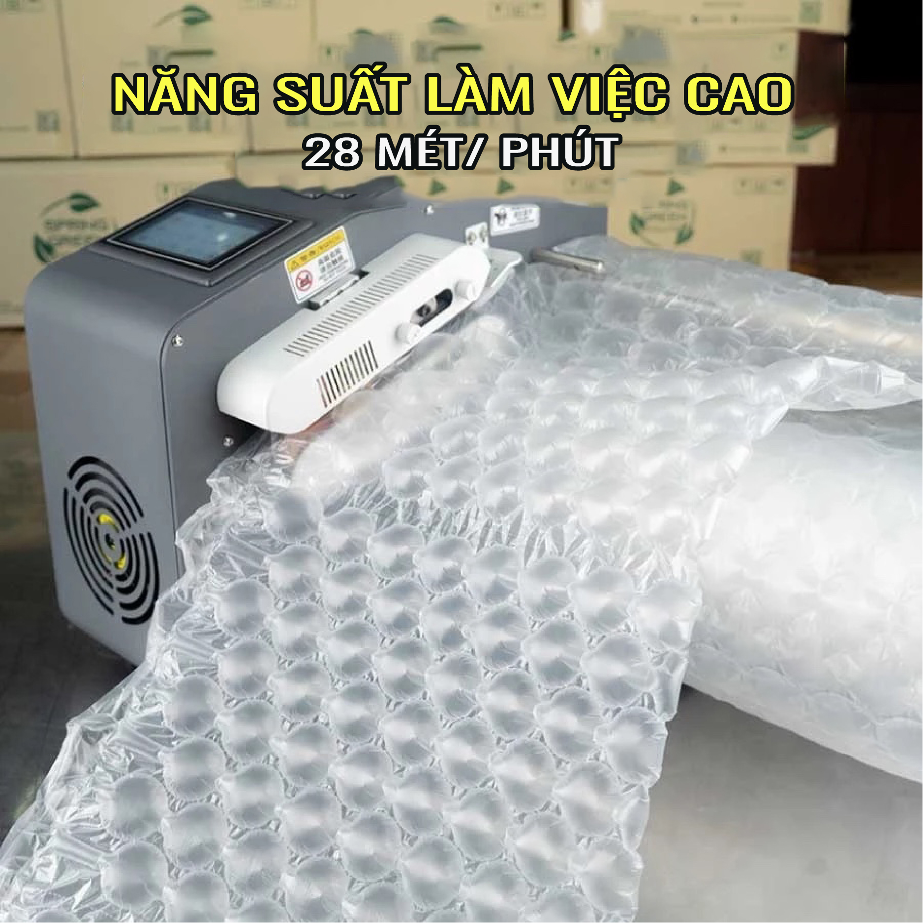 Máy Làm Bóng Khí Chống Sốc Công Nghiệp Airpro-c2. Tạo Ra Túi Bóng Khí Chống Va Đập Tốt Với 5 Kích Thước Bóng 20×10, 13, 15, 20 Bảo Vệ Hàng Hóa Tốt Hơn. Hàng Nhập Khẩu Chính Hãng SGE Thái Lan 