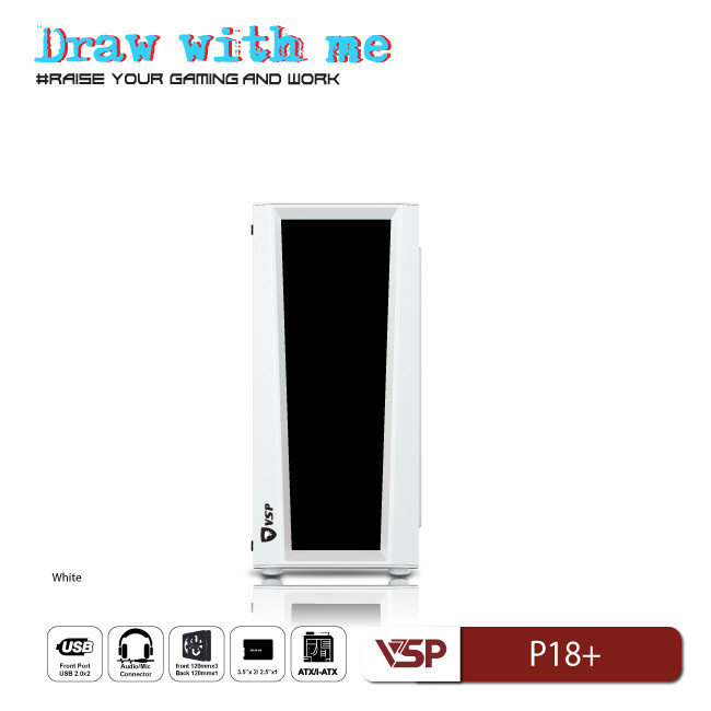 Vỏ Máy Tính Case VSP P18+ Trắng – Hàng Chính Hãng