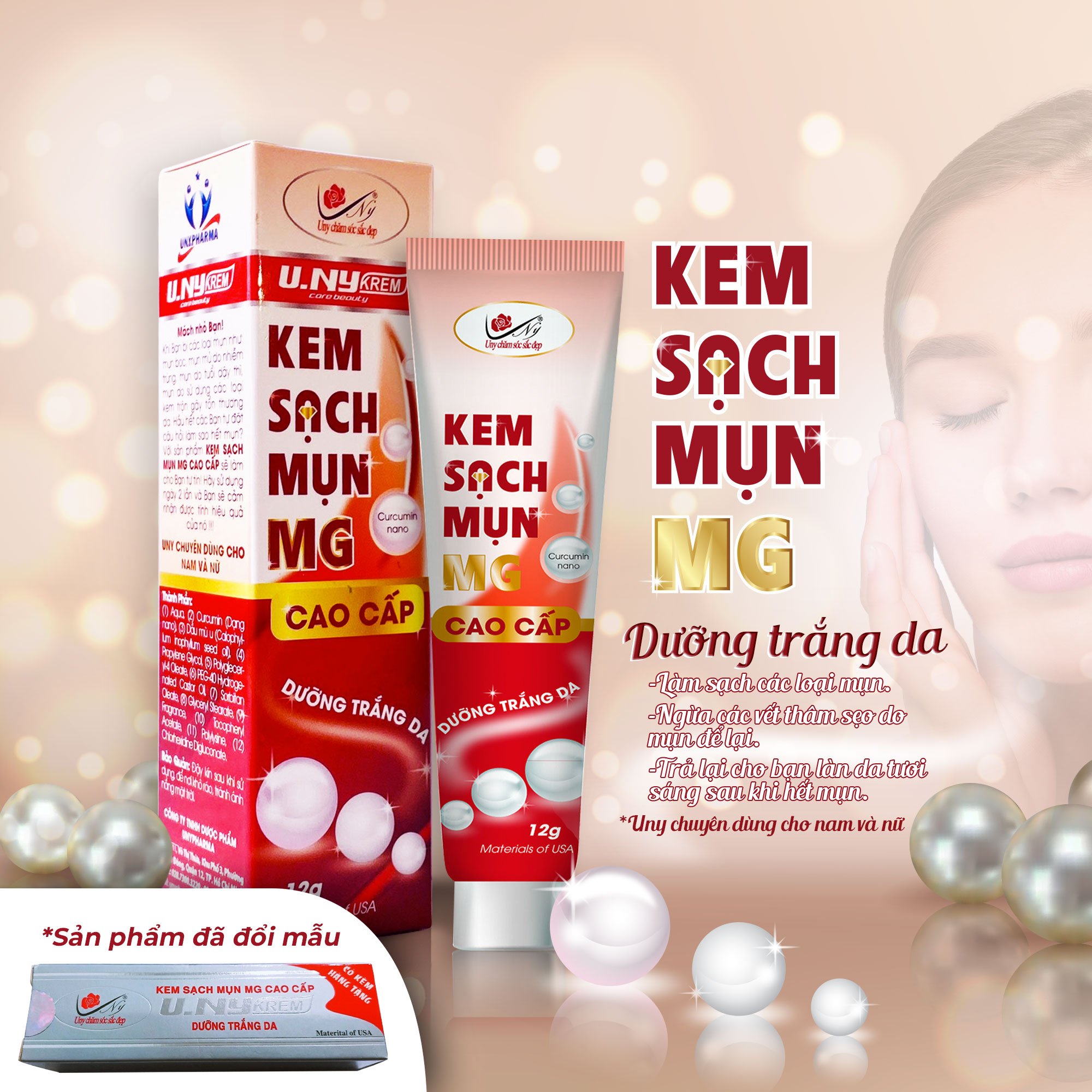 Kem sạch mụn MG - UNY làm sạch nhanh chóng các loại mụn và ngừa sẹo Tuýp 12g