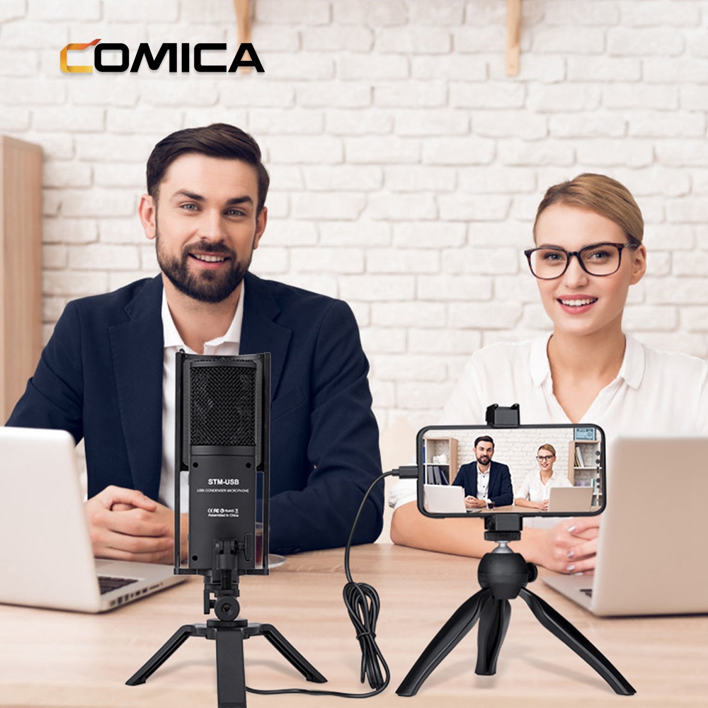 Micro Comica STM-USB -  Cho Streamer, Youtuber, Giáo Viên Giảng Dạy, Hướng Thu Linh Hoạt, Kết Nối Usb Type-C, Màng Thu 16mm - Hàng Chính Hãng