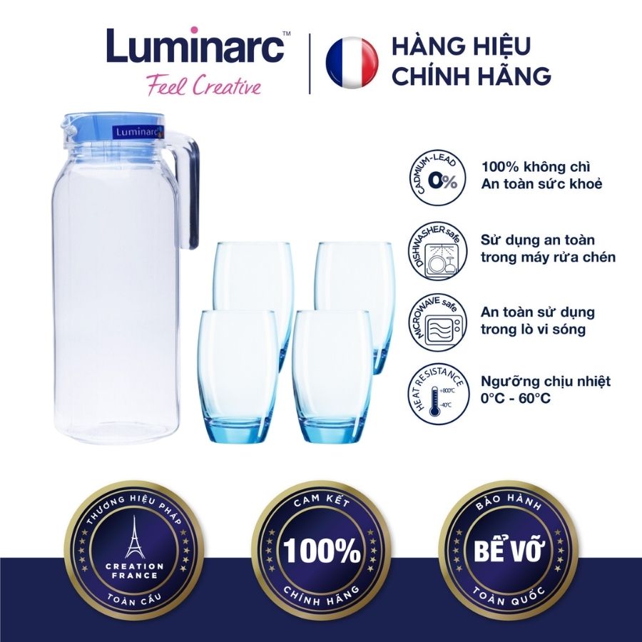 Bộ bình ly thủy tinh Luminarc Rotterdam Blue 5 món - LUROJ1799