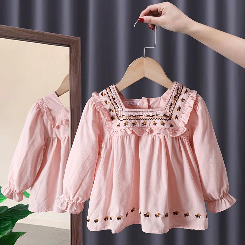 AV9 Size90-130 Áo bé gái, chất kate xô thấm hút tốt Thời trang trẻ Em hàng quảng châu