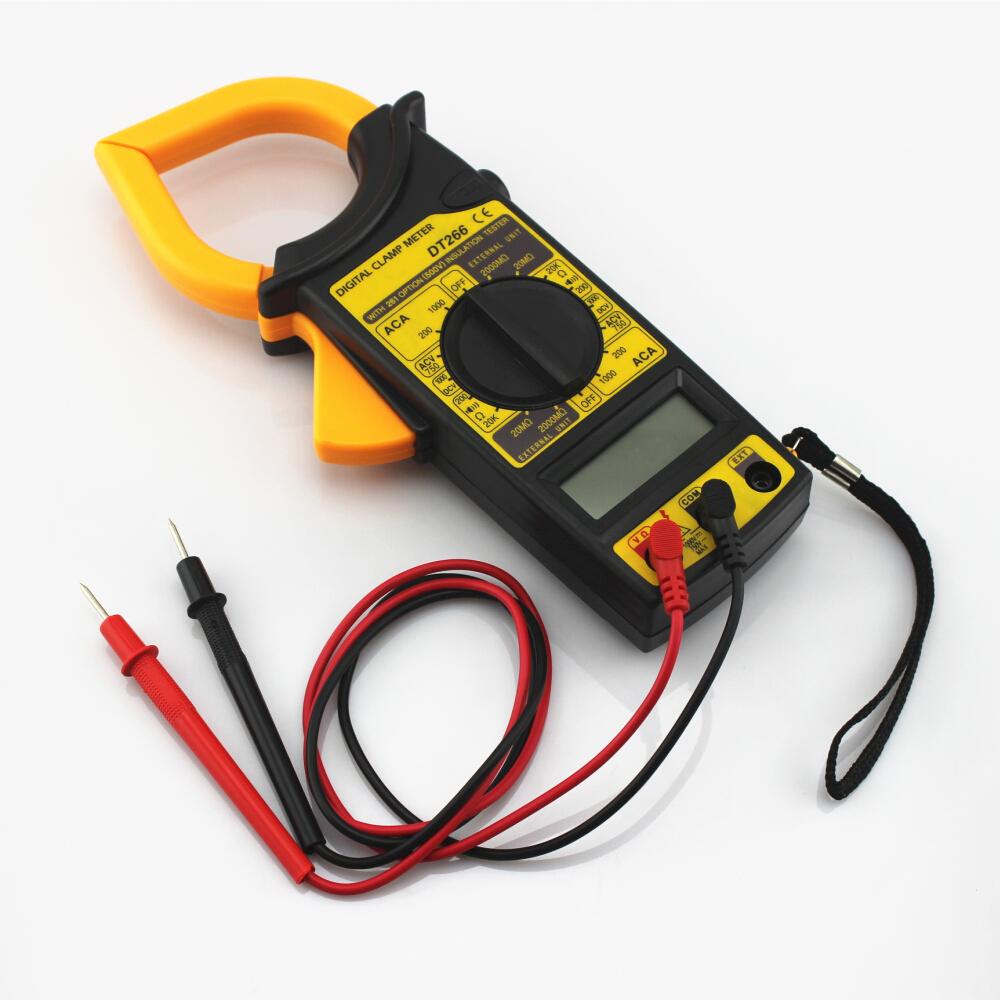 LCD Digital Ammeter Ohmmeter Multimeter Volt AC DC Tester Clamp Meter Yellow