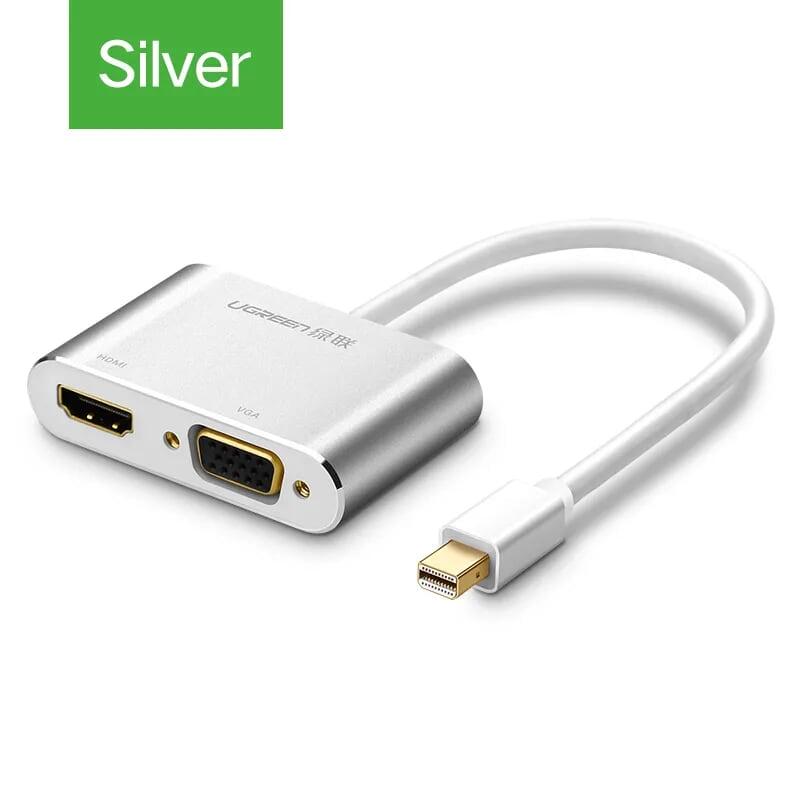 Ugreen UG20421MD115TK Màu Bạc Bộ chuyển đổi Mini DP sang HDMI + VGA vỏ nhôm - HÀNG CHÍNH HÃNG