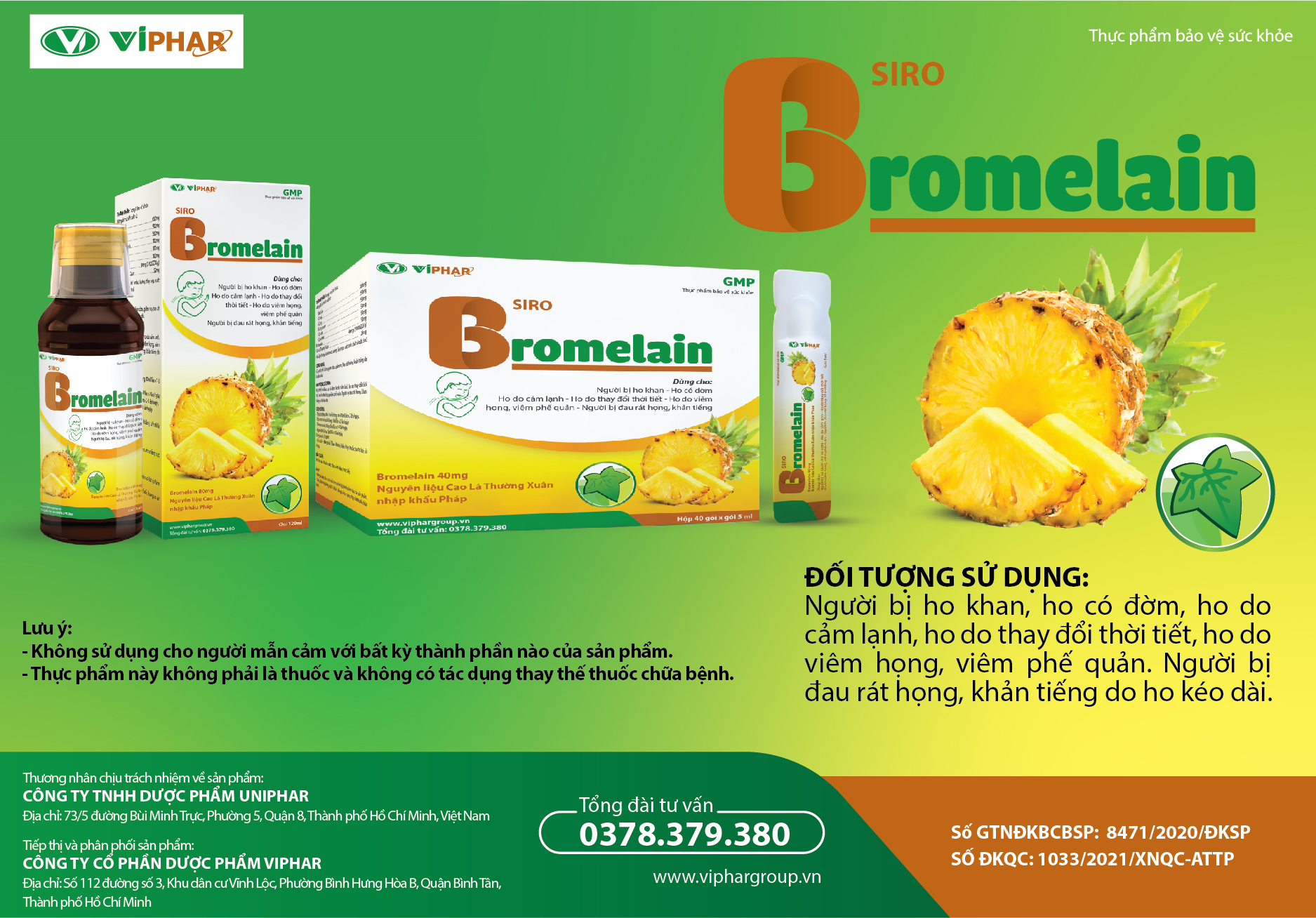 SIRO HO BROMELAIN - HO QUẢ DỨA HỘP 60 GÓI HỔ TRỢ CẢI THIỆN TRIỆU CHỨNG CỦA HO, ĐAU RÁT HỌNG, KHẢN TIẾNG
