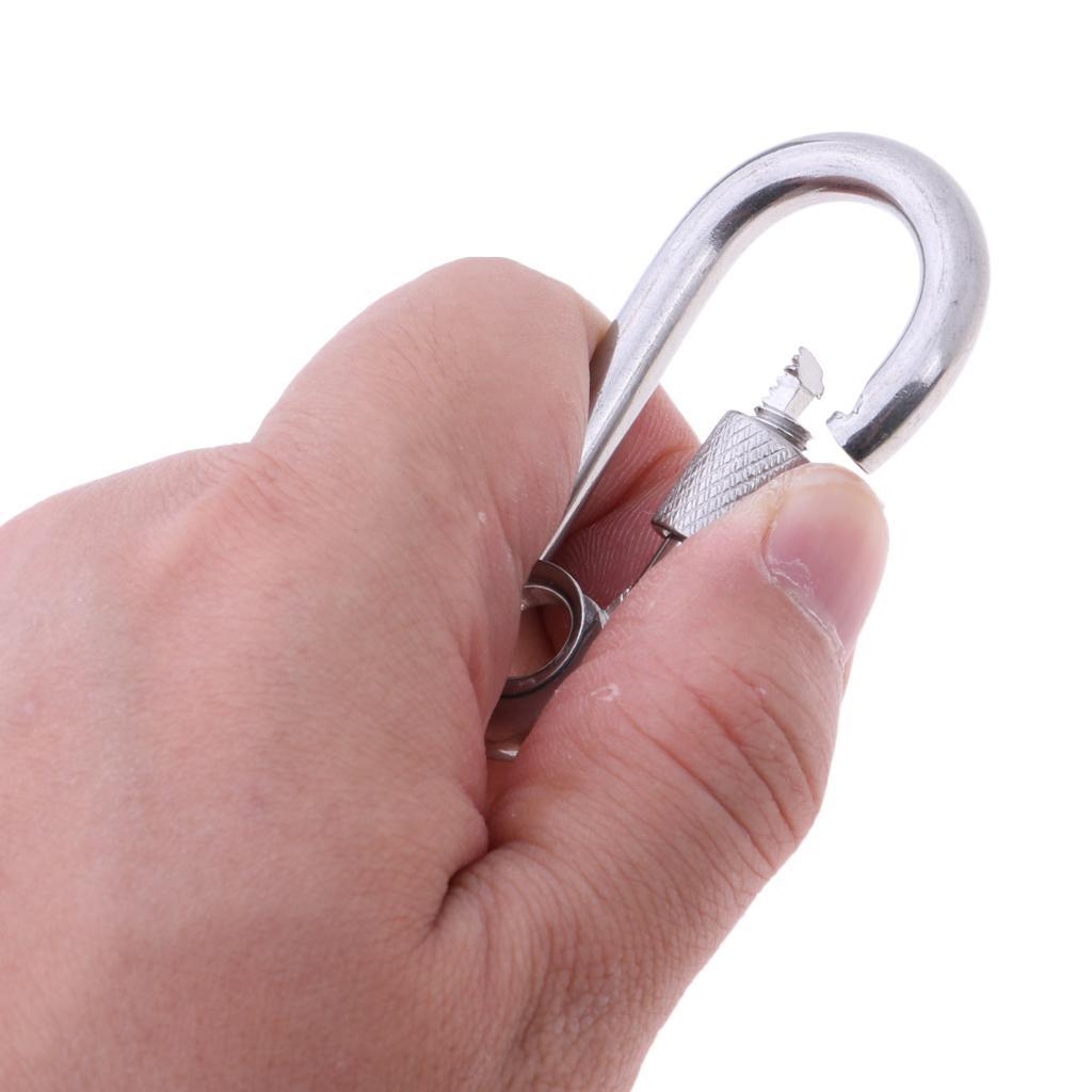 2x Stainless Steel Safety Carabiner Spring Screwgate for Camping Hammock