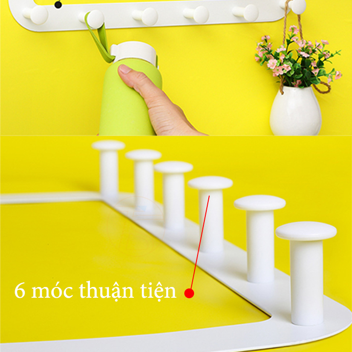 Móc Treo Đồ Sau Cửa 6 Móc E1605 - Giá Đỡ Dán Sau Cửa Treo Quần Áo Nón Tiện Lợi