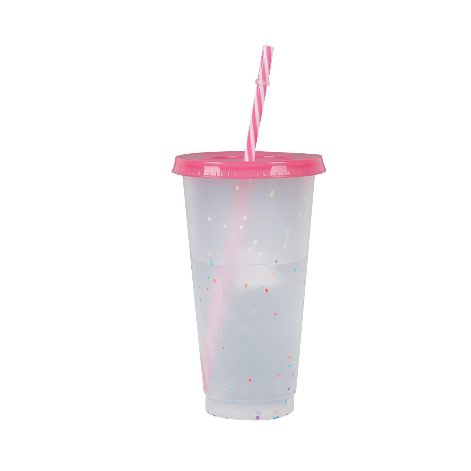 Color Changing Cup with Lids Smoothie Cup Transparent Portable Drinking Mug