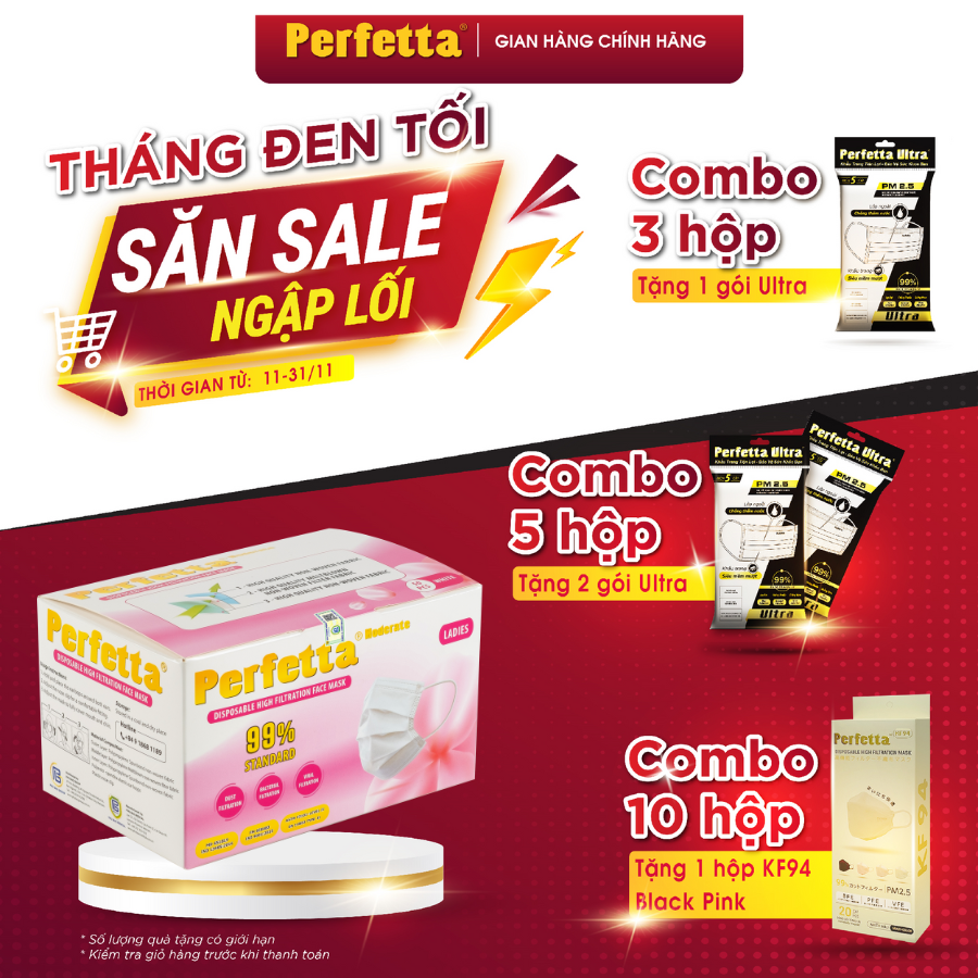 Khẩu trang y tế 3 lớp Perfetta Moderate for Ladies
