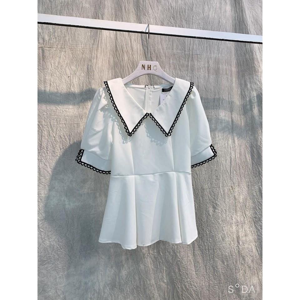 BÁN SỈ SƠ MI PEPLUM CỔ ĐỨC VIỀN REN