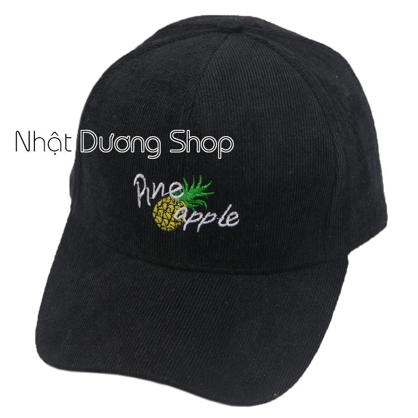 Nón kết vải nhung Pine Apple - Quả thơm - Chất liệu vải Nhung cao cấp tạo nên sự thoải mái và phong cách cho người đội