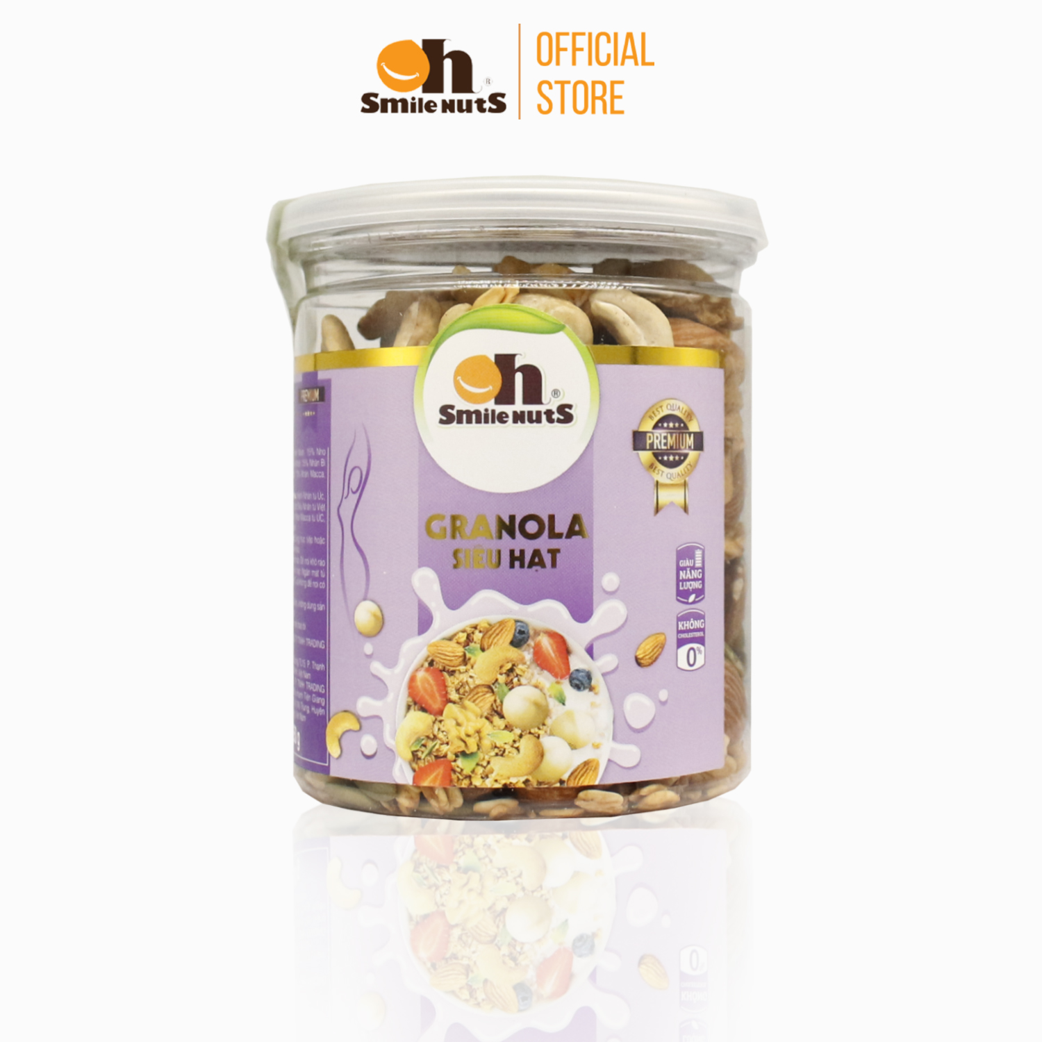 Granola Siêu Hạt Smilenuts Gồm Hạnh Nhân, Nho khô, Óc Chó, Yến Mạch, Macca, Hạt điều, Mật ong _ Khối Lượng 250g