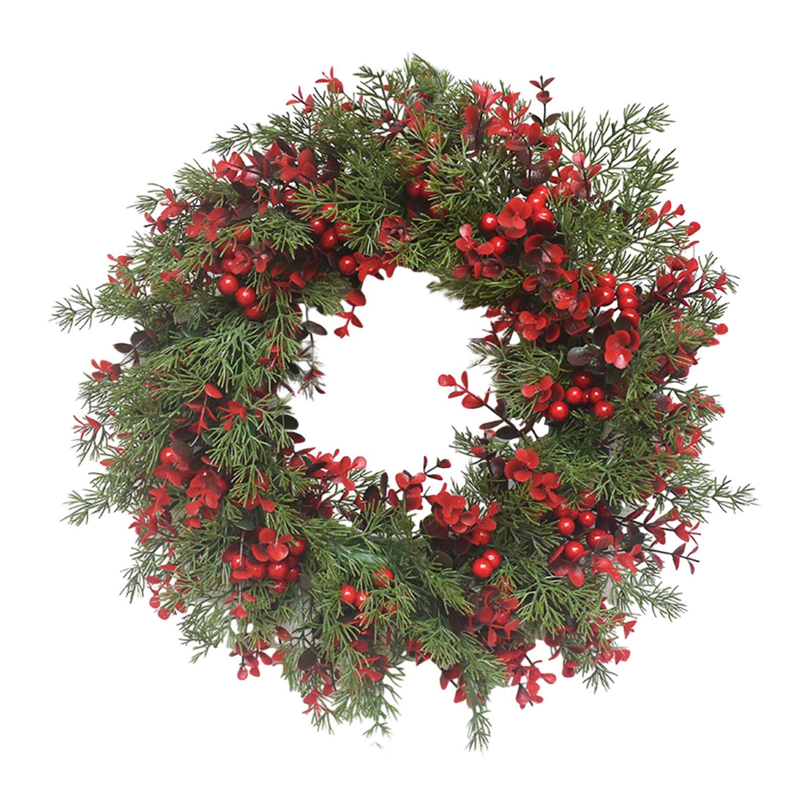 Christmas Wreath Xmas Wreath Indoor Outdoor Holiday Garland Front Door Wreath for Fireplace Bedroom Balcony Dining Room Party