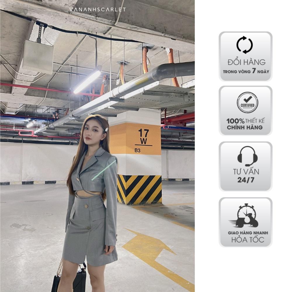 Set vest nữ VANANHSCARLET buộc dây thắt eo