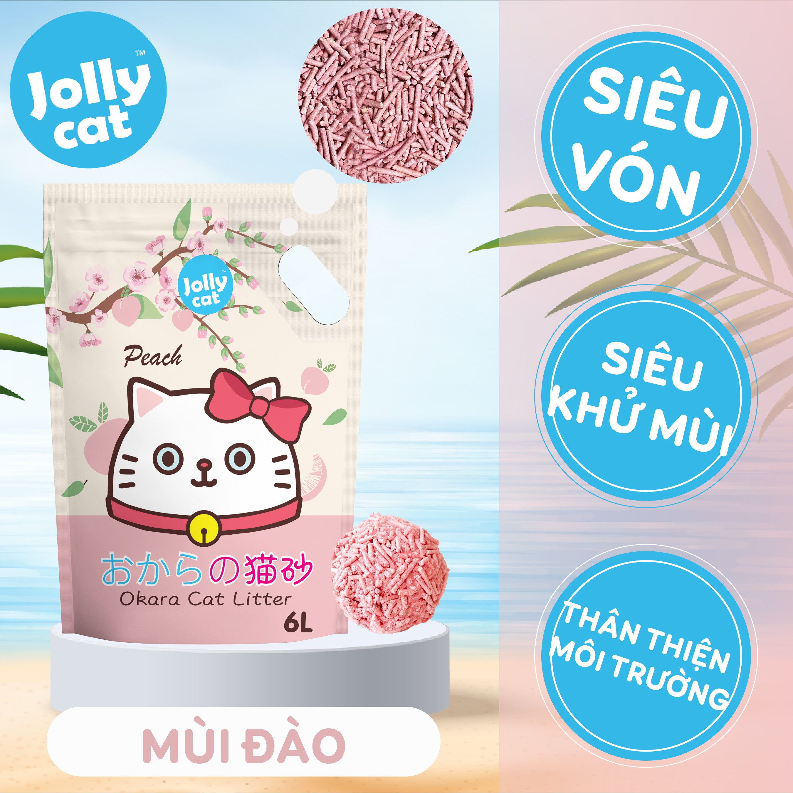 Combo 18L (6Lx3túi) - Cát đậu nành vệ sinh cho mèo Okara cat litter Jolly Cat | Jollycat (mùi ngẫu nhiên)