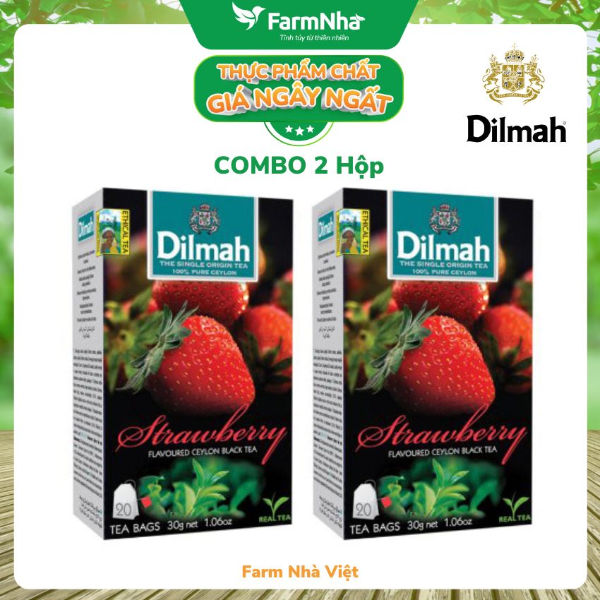 Trà Dilmah Strawberry Vị Dâu túi lọc 30g 20 túi x 1.5g - Tinh hoa trà Sri Lanka