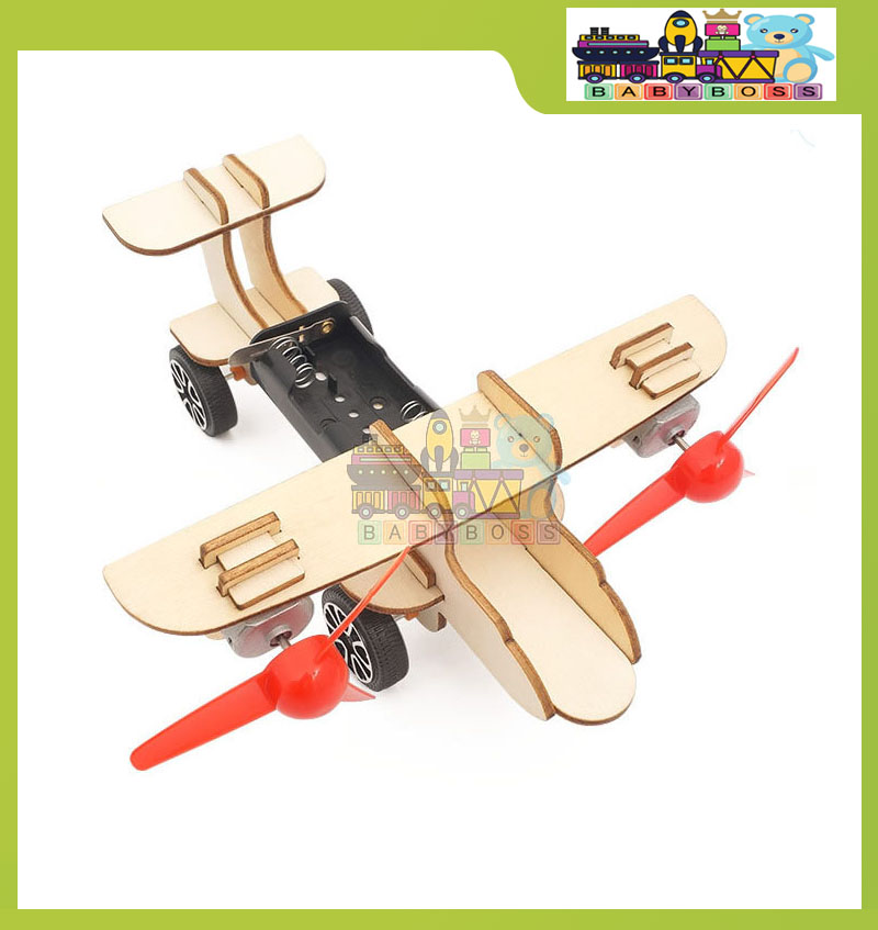 Bộ Đồ Chơi Khoa Học Và Công Nghệ Tự Làm DIY Wood Steam, Đồ Chơi Lắp Ghép STEM, Đồ Chơi Gỗ Cao Cấp Máy Bay 2 Động Cơ