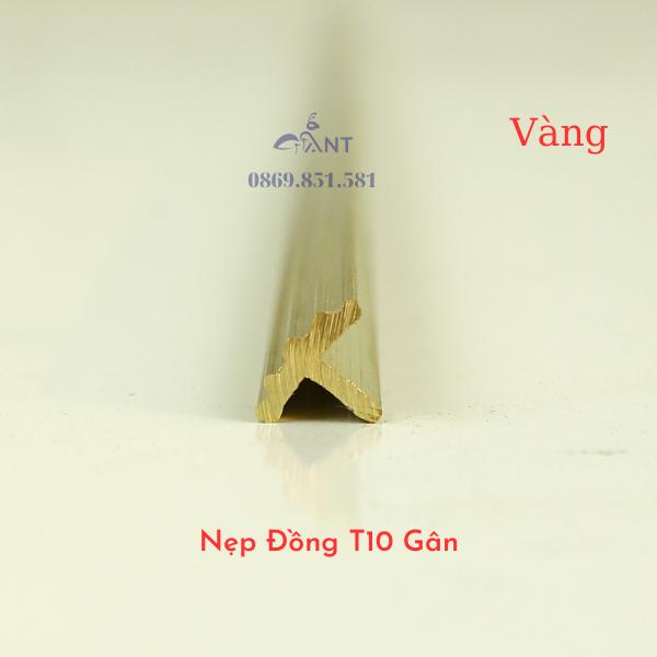 Nẹp Đồng T10 gân Vàng, Nẹp đồng chữ T, Nẹp đồng chống trơn,  giá 1m