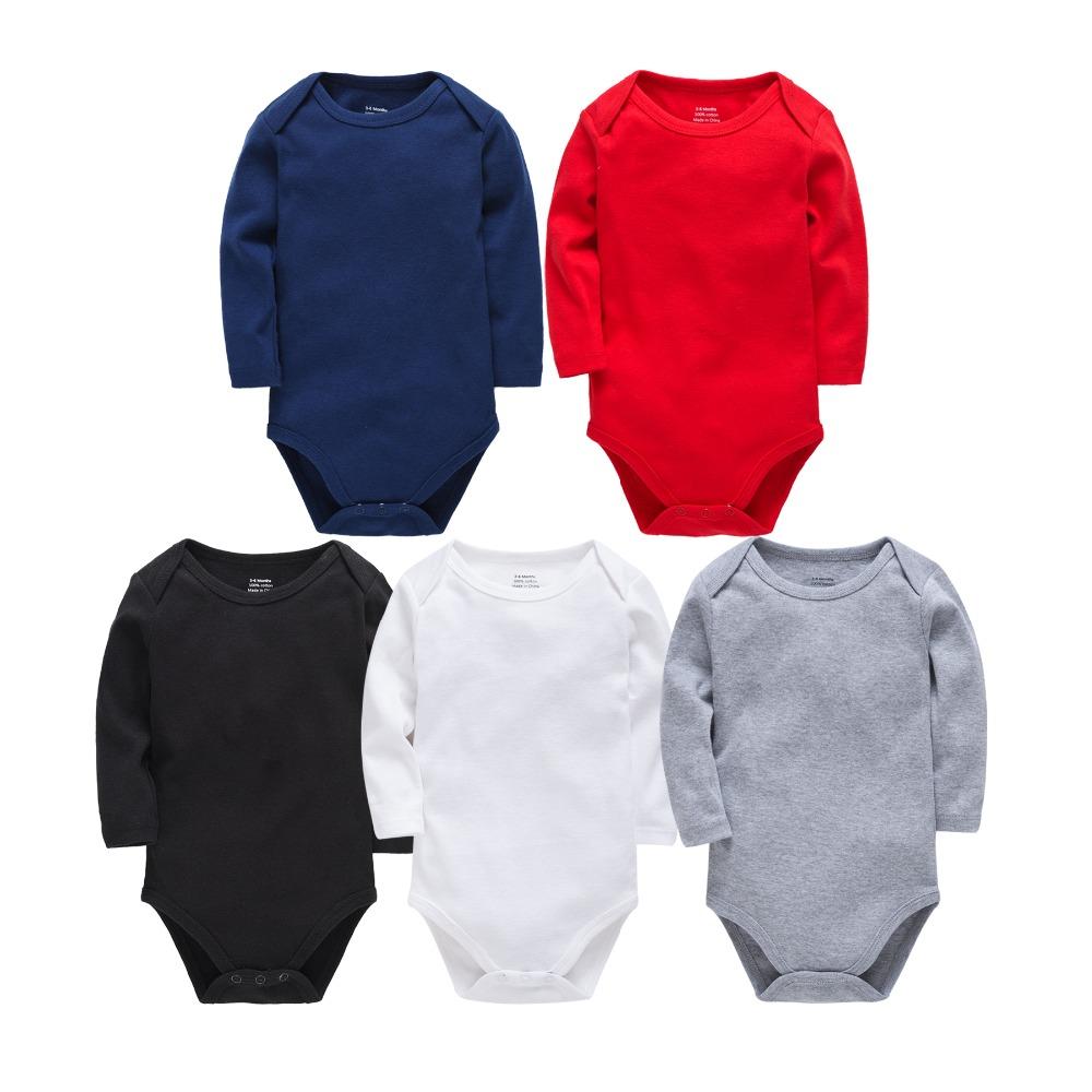 Bộ Quần Áo Bodysuit Áo 100% Cotton Sơ Sinh Trẻ Sơ Sinh Cho Bé Tay Dài Bé Gái Bé Trai Dây Nhảy Onesie Trắng Đen Xám Đỏ