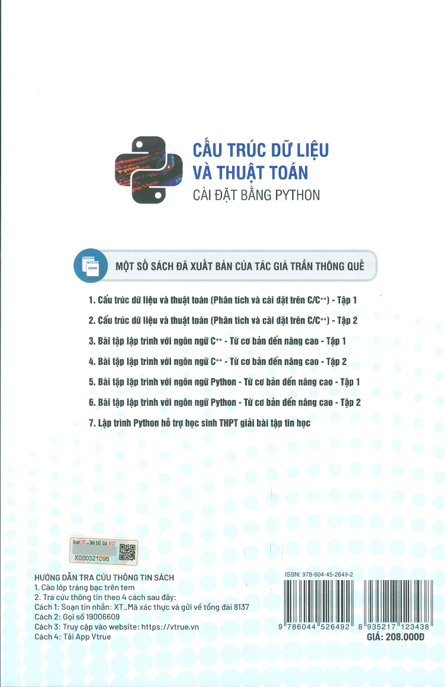Cấu Trúc Dữ Liệu Và Thuật Toán Cài Đặt Bằng Python