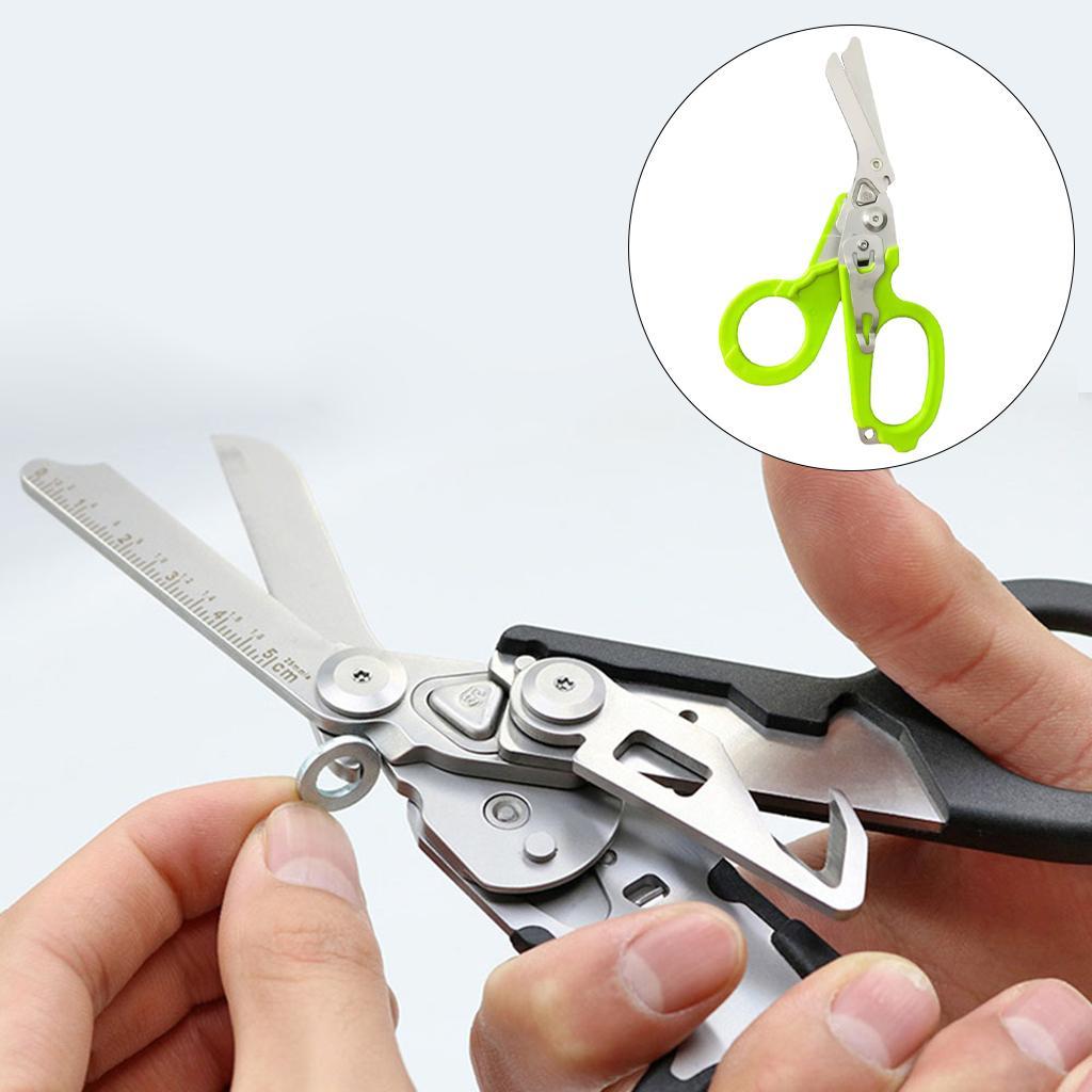 2x 6-in-1 Emergency Shears Multitool Ruler for Hiking Outdoor Survival