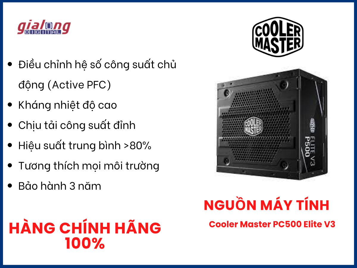 Nguồn máy tính Cooler Master PC500 Elite V3 - Hàng chính hãng