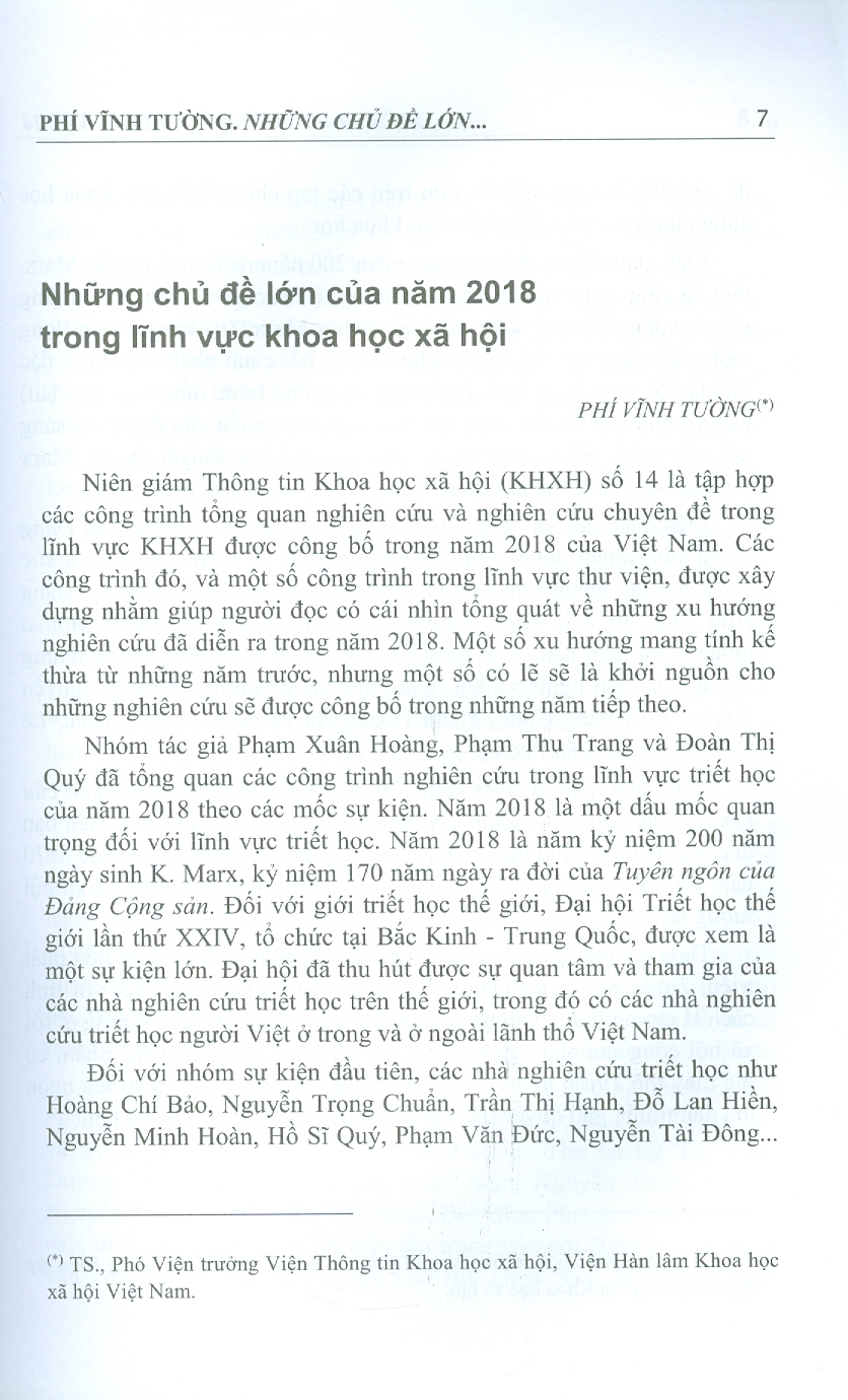 Niên Giám Thông Tin Khoa Học Xã Hội - Tập 14