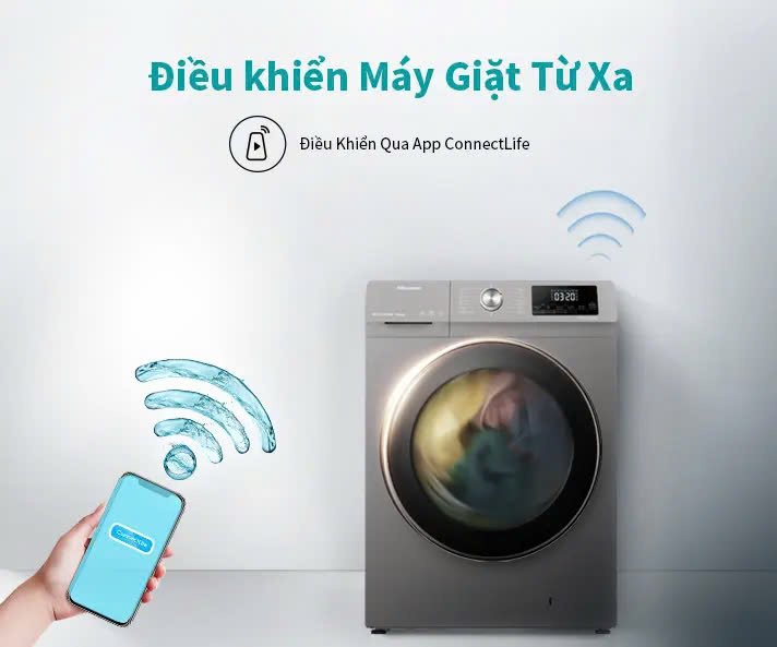 Máy giặt sấy 2IN1 Hisense Inverter 10.5kg WDQA1043BT sạch khuẩn 99.9%, bảo hành 3 năm - HÀNG CHÍNH HÃNG