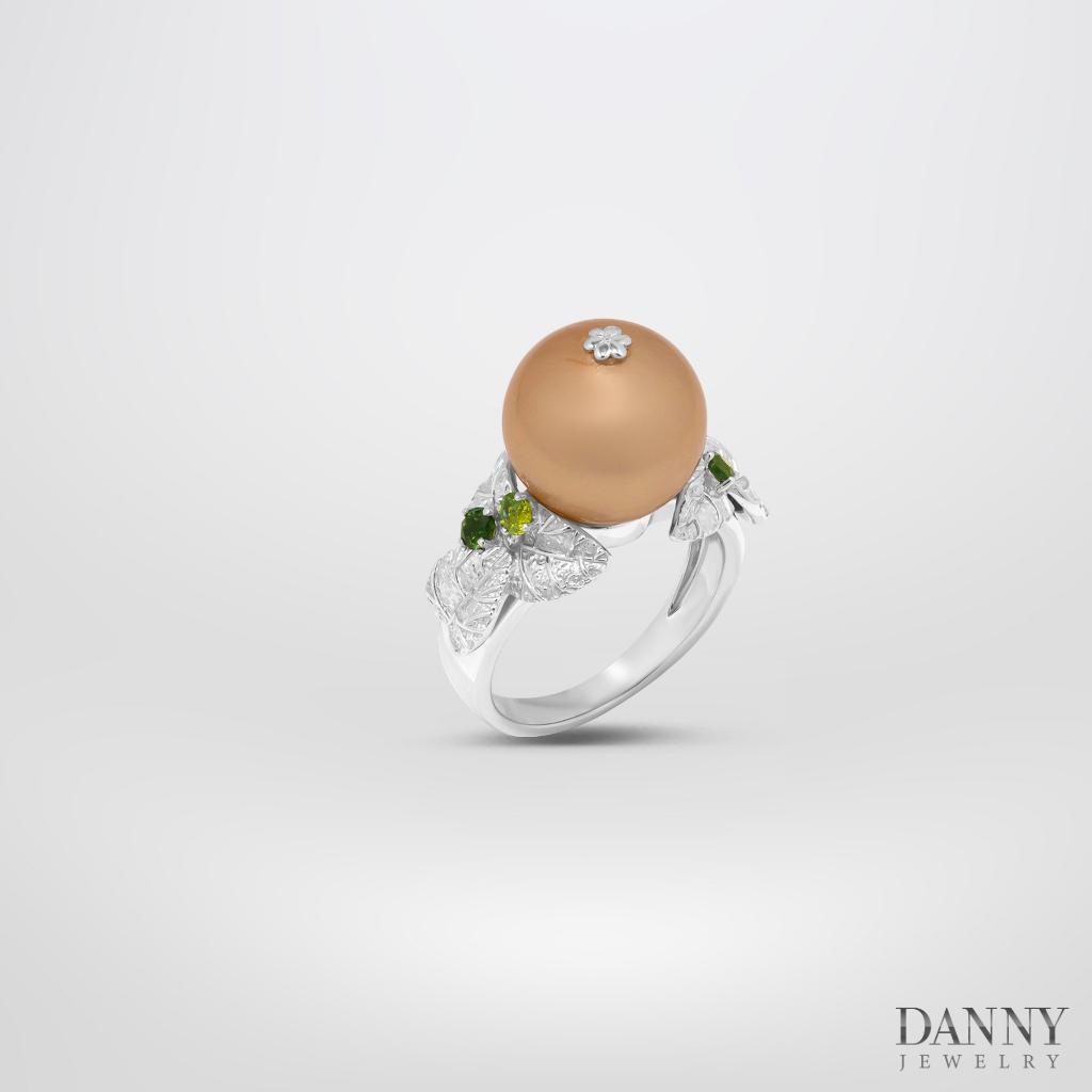 Nhẫn Nữ Danny Jewelry Bạc 925 Xi Rhodium Đính Ngọc Ốc & Sapphire Xanh N0106
