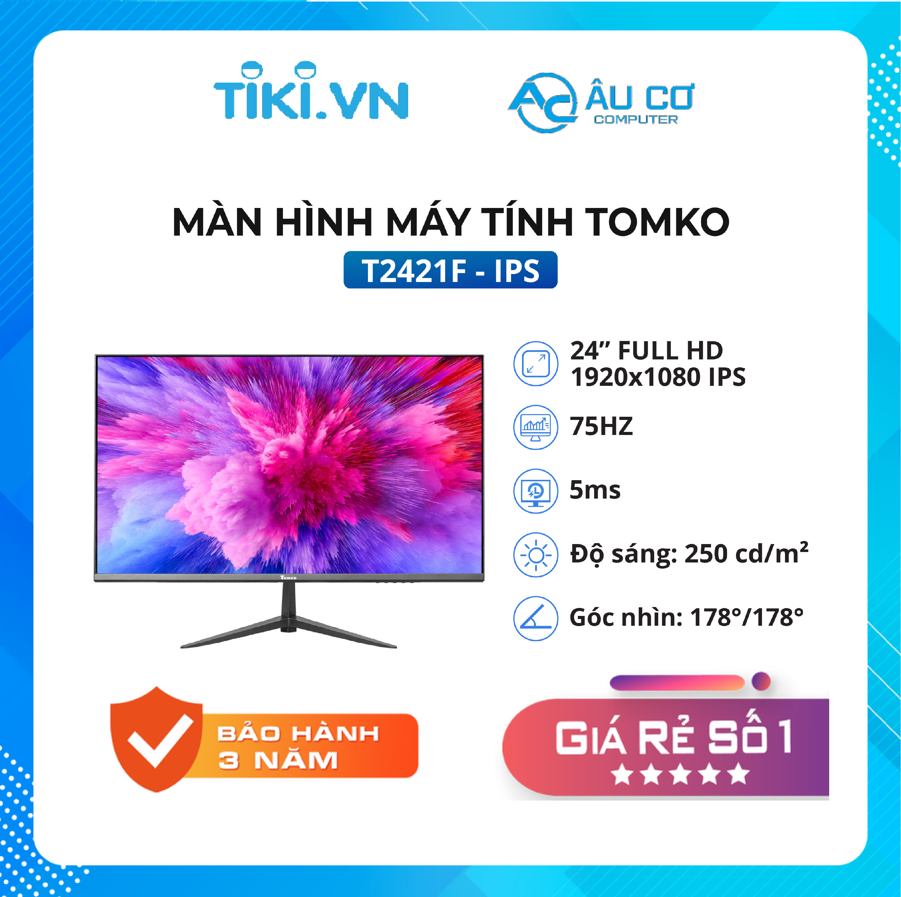 Màn hình máy tính GAMING Tomko T2421F 24 inch full viền IPS 75Hz – Siêu chất lượng - Hàng Chính Hãng Tomko