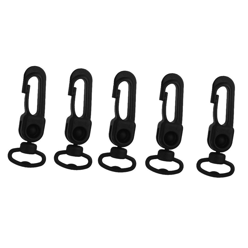 5pcs Rotatable Plastic Snap Clip Carabiners Hanging Hooks Keychain - Black