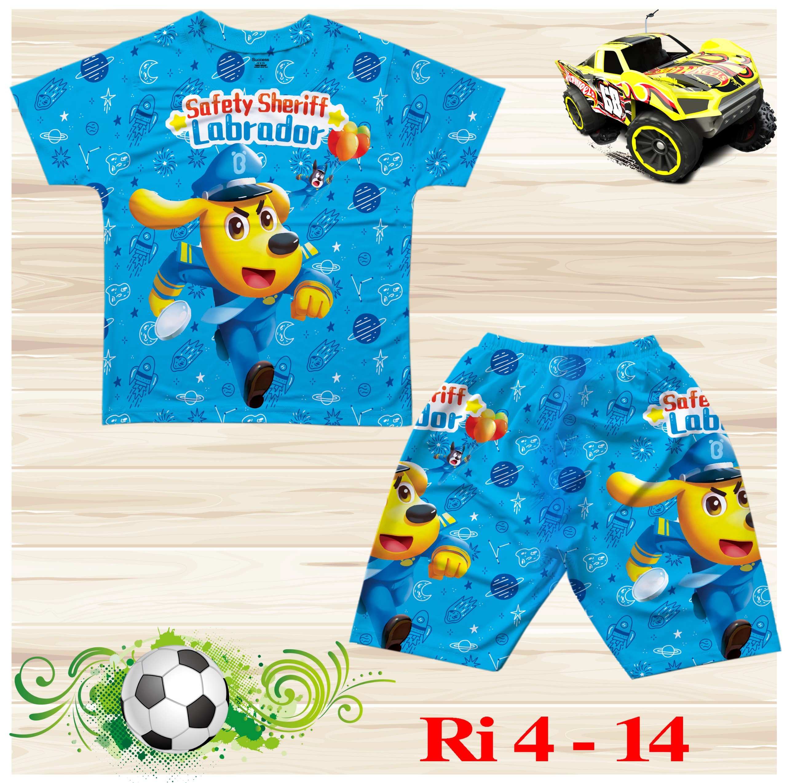 Đồ bộ bé trai, bộ cộc tay cho bé trai hình Cảnh Sát Trưởng Labrador size 18-36KG chất thun lạnh Thái mát
