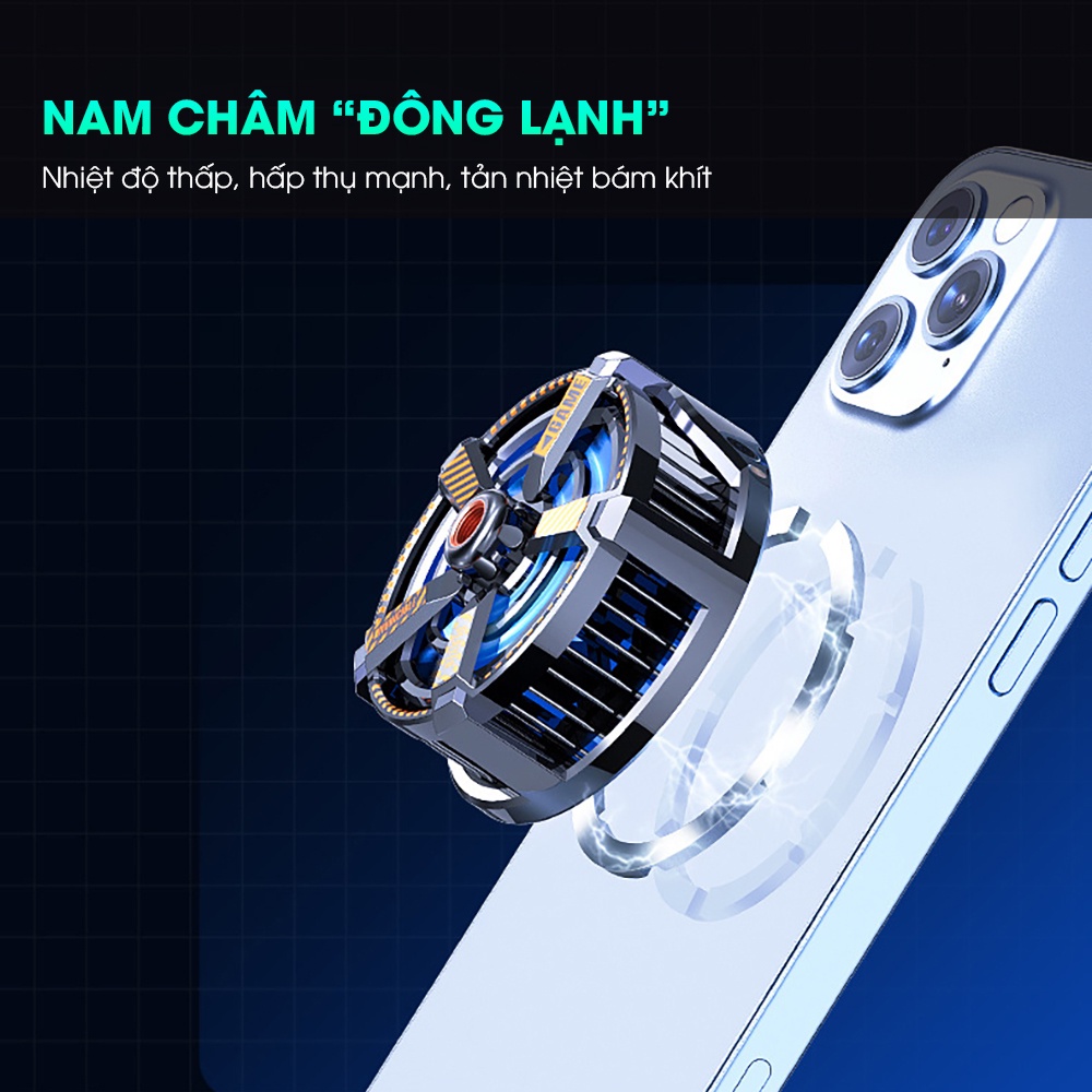 Quạt tản nhiệt điện thoại Sò Lạnh Memo CXA3 - Quạt hạ nhiệt có đèn LED Gaming và nam châm từ tính siêu mạnh - Hàng nhập khẩu