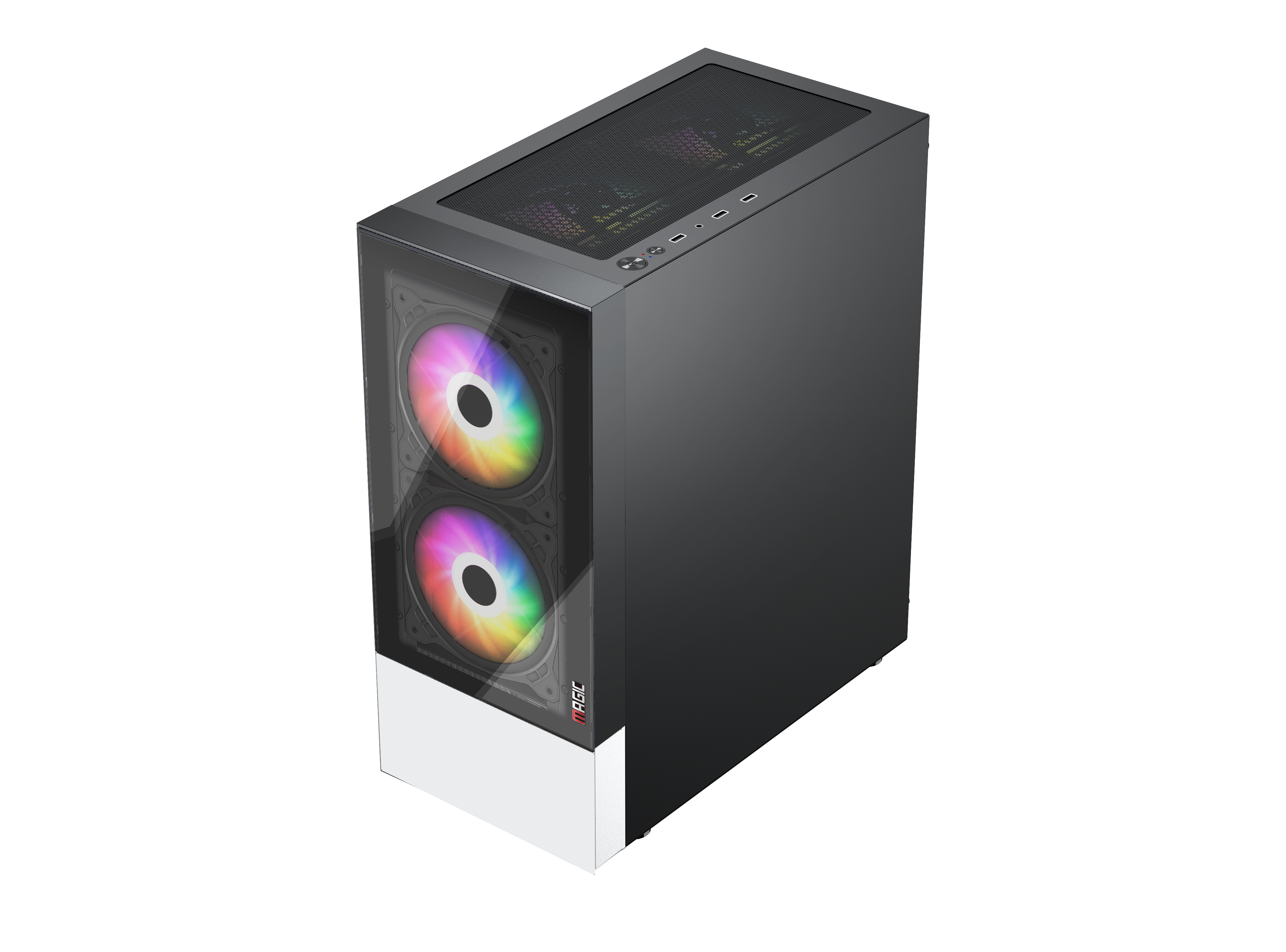 CASE MAGIC GM-04 BLACK AND WHITE GLASS 3 FAN (ATX) - Hàng chính hãng