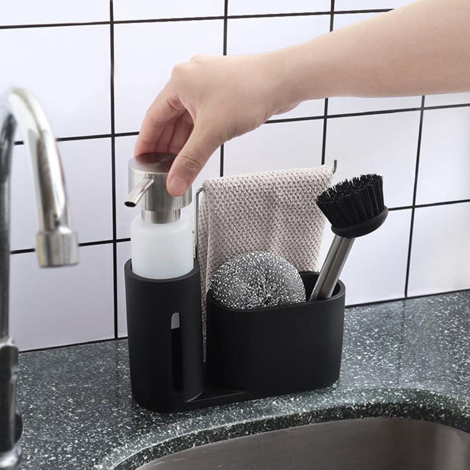 Kitchen Soap Dispenser  Storage Holder Caddy for Sink Bathroom