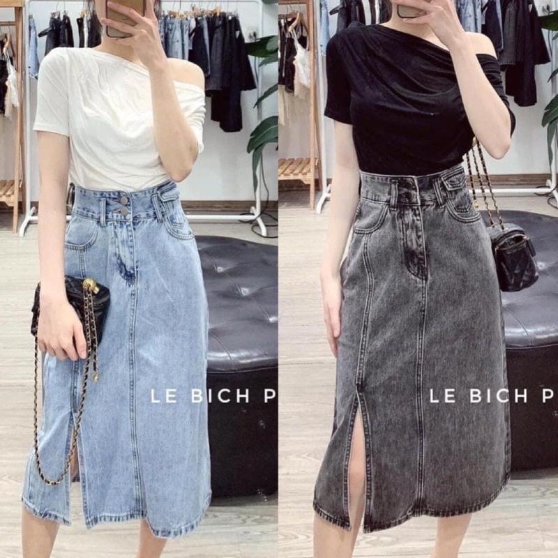 CHÂN VÁY JEANS 2 KHUY NẮP TÚI STYLE