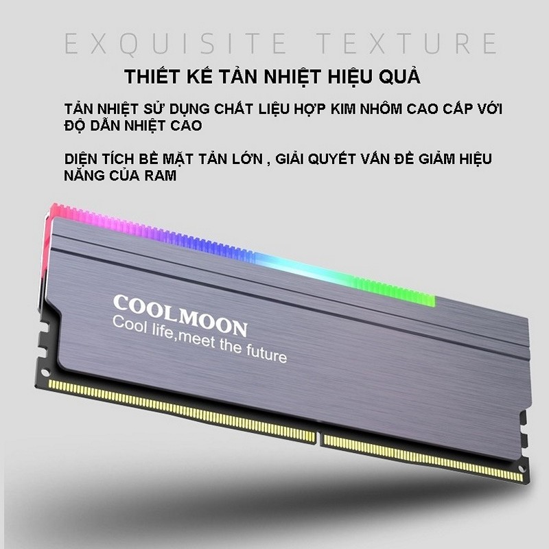 Tản Nhiệt  Led ARGB cho RAM máy tính - Coolmoon CR-D134S Gray - hàng nhập khẩu