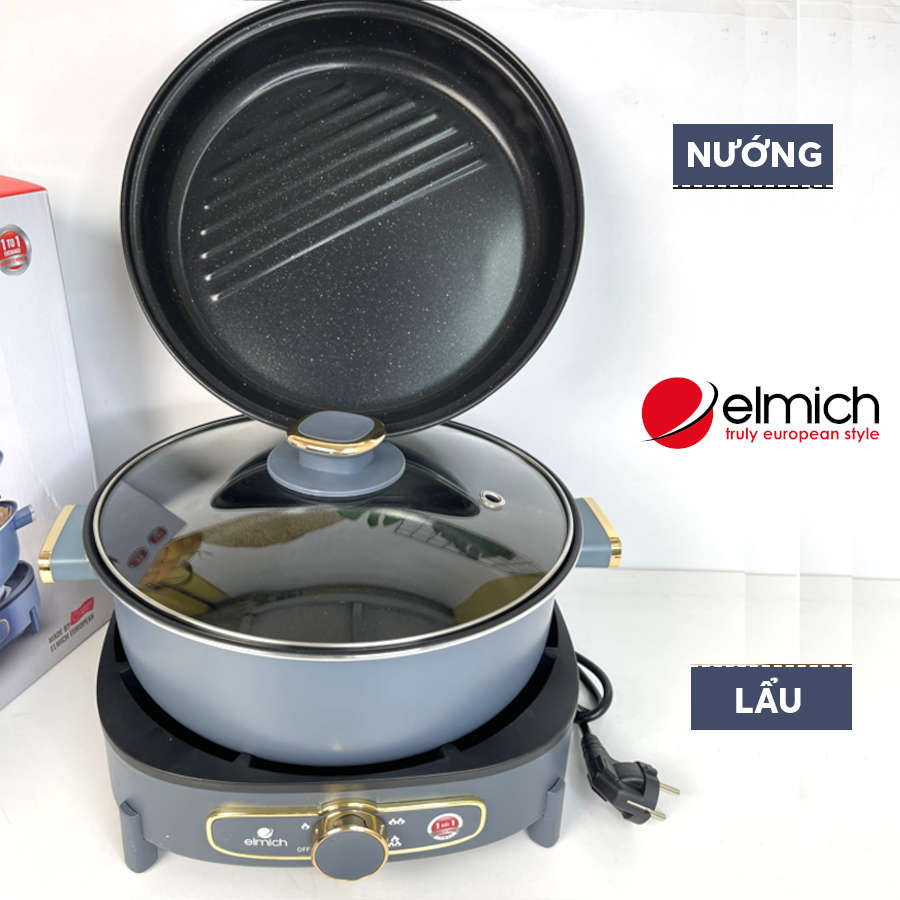 Nồi lẩu nướng cắm điện đa năng dung tích 5.5 lít Elmich - Hàng chính hãng