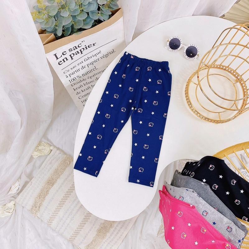 Quần cotton dài, Quần legging cho bé gái đẹp Chất liệu cotton in hình kitty từ
