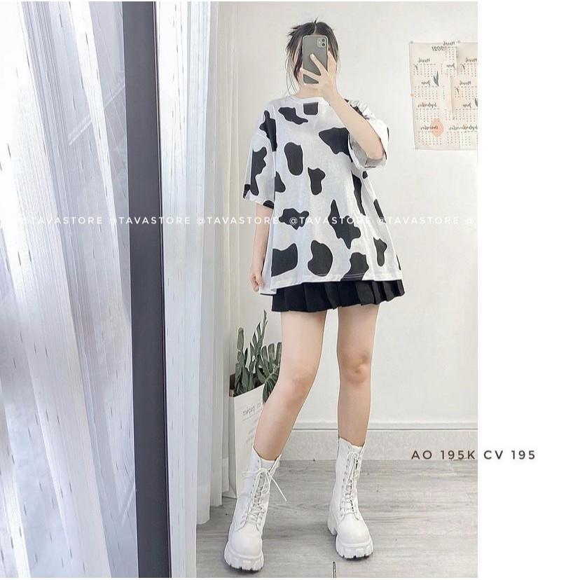 Áo Thun Tay Lỡ Unisex - Áo Thun Nam Nữ Form Rộng BÒ SỮA Siêu Hot - LP.STORE