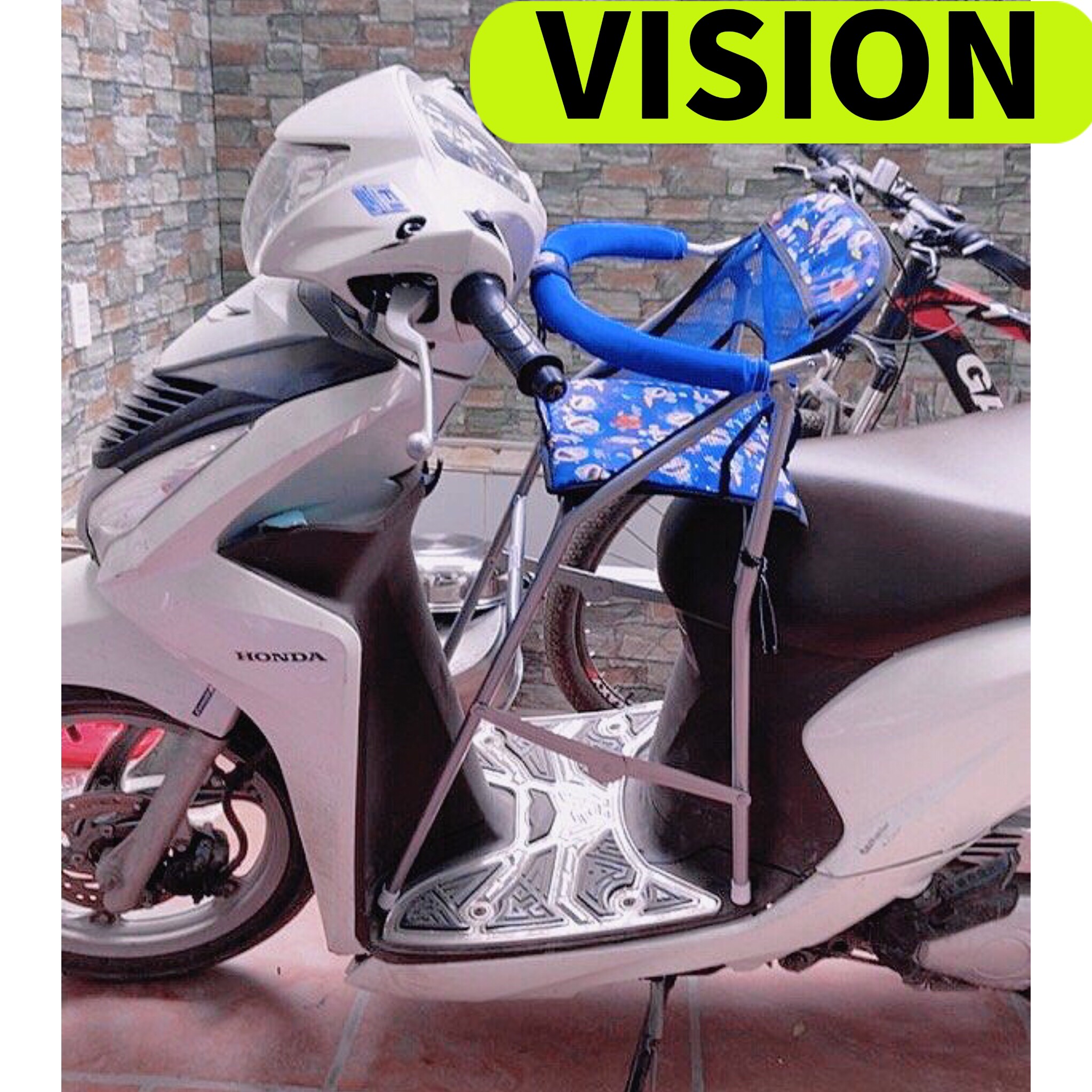 Ghế ngồi xe Vision cho bé , GHẾ GA XẾP SẮT SƠN TĨNH ĐIỆN