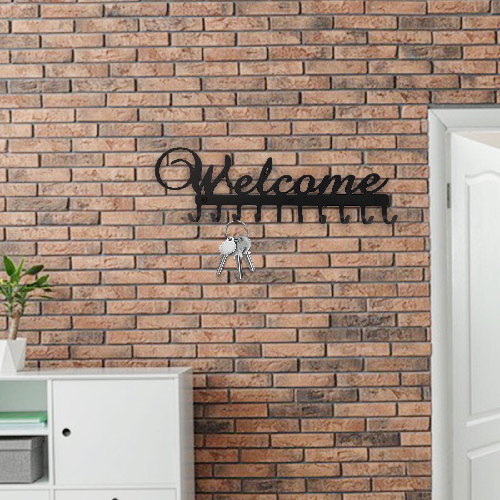 Welcome Wall Mounted Key Holder 10 Hooks Key Hooks Decorative for Front Door