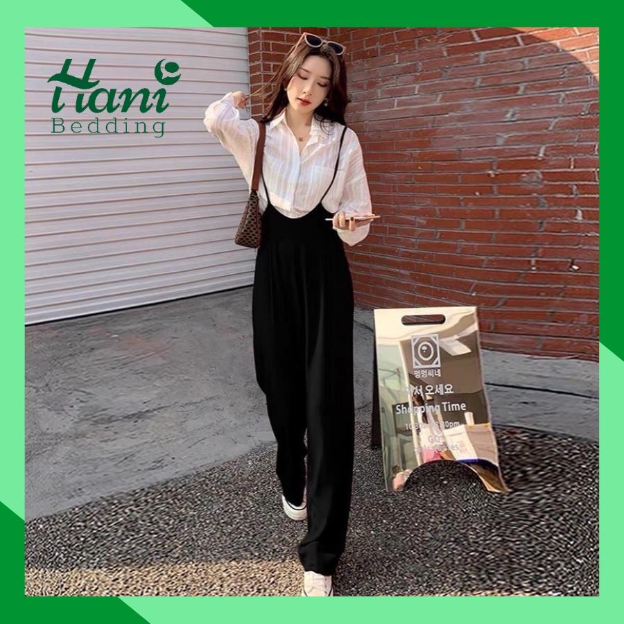 Quần yếm dài 2 dây ống suông kiểu dáng ulzzang Hàn quốc, quần yếm ống rộng