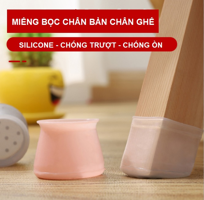 Bộ 20 miếng bọc chân bàn ghế silicon chống trượt, chống ồn xước sàn gỗ - màu ngẫu nhiên [Tặng móc dán tường treo đồ]