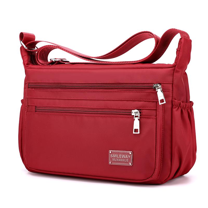 Thời Trang Nữ Màu Trơn Khóa Kéo Nylon Chống Thấm Nước Túi Đeo Vai Nữ Túi Đeo Chéo Nữ Bolsa Chống Nước Du Lịch Túi
