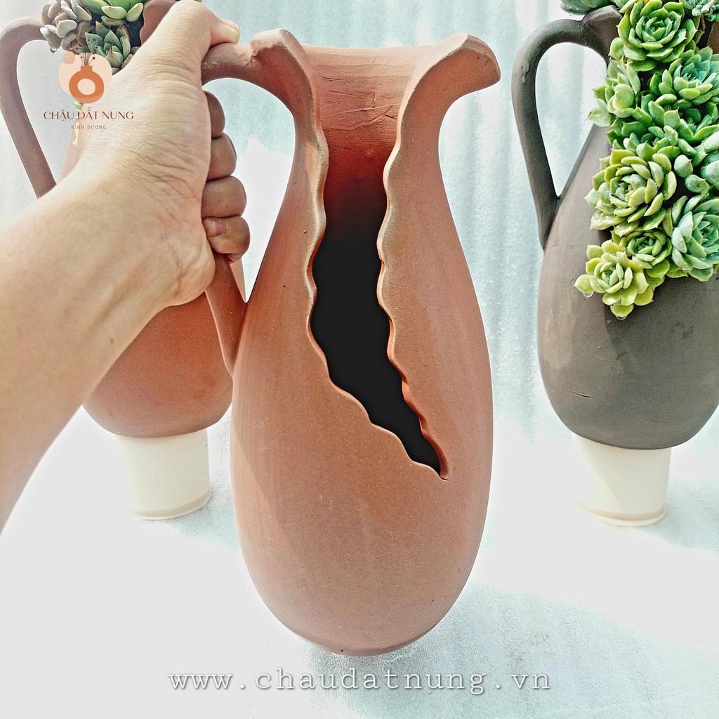Chậu đất nung - Bình sữa xẻ 1029, miệng chậu 10cm, chiều cao 29cm
