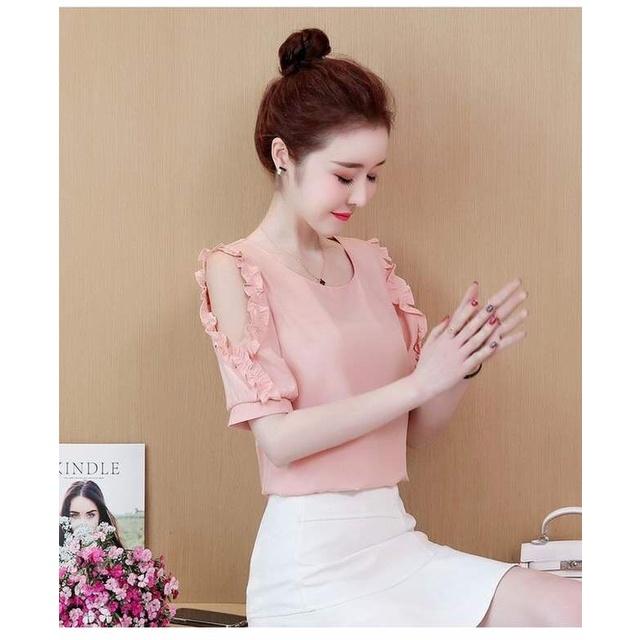 Áo Kiểu Công Sở Tay Bèo Khoét Vai Điệu Đà BY6381