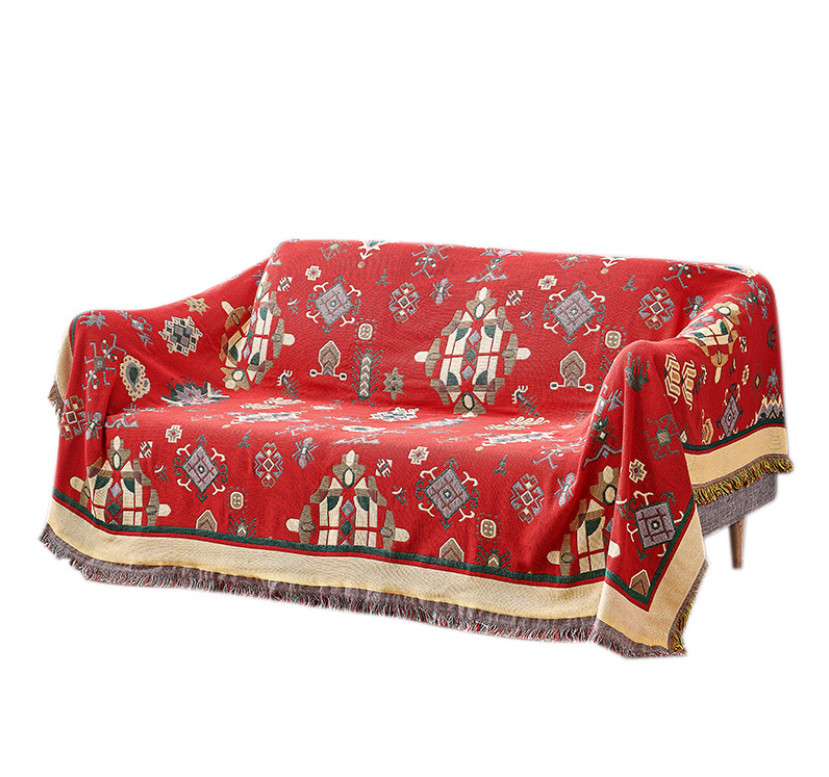 Khăn phủ Sofa, Thảm thổ cẩm vintage trang trí, Thảm phòng khách kích thước 1m8x2m3