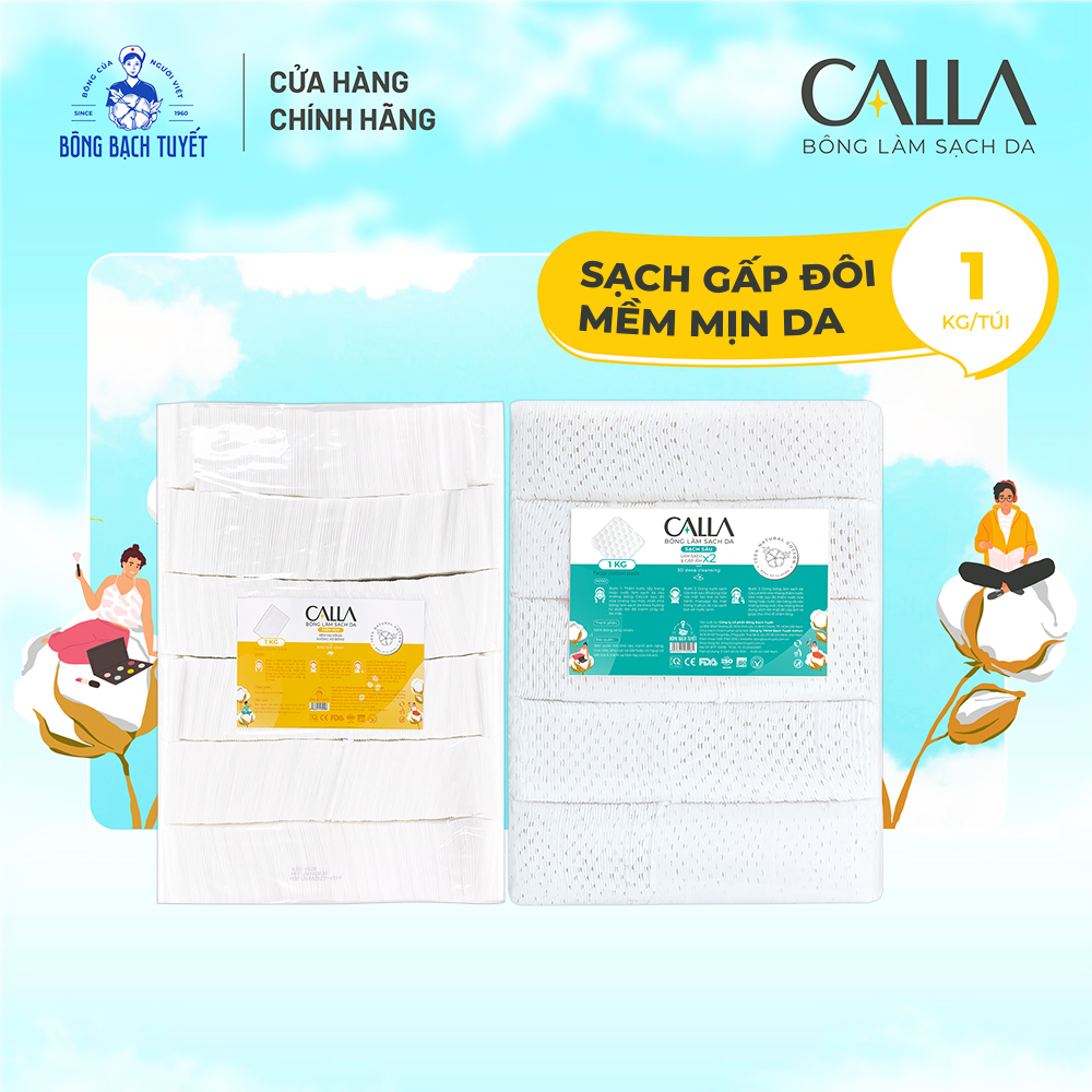 Combo 2 bịch Bông tẩy trang làm sạch da Bông Bạch Tuyết Calla Sạch Sâu & Mềm Mịn